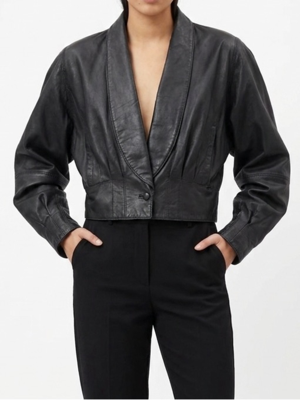 Alamos Vintage Cropped Leather Jacket